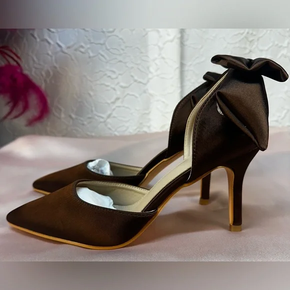 Allegra K- Women’s Satin Pointed Toe (detachable 🎀)Heels (9)‼️NIB‼️🤎 - Picture 5 of 12